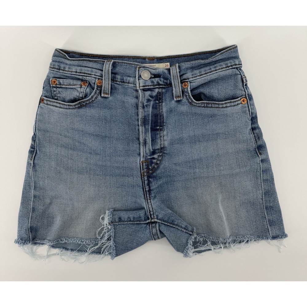 Levi's Wedgie Women's High Rise Cut Off Blue Denim Shorts Button Fly Size 26W